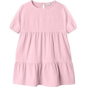 Jurk - O-hals - Korte Mouwen - Mousseline - Regular Fit