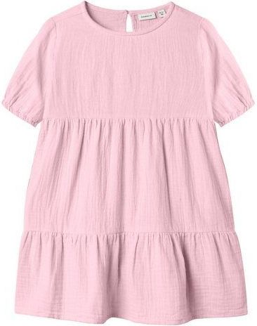 Jurk - O-hals - Korte Mouwen - Mousseline - Regular Fit