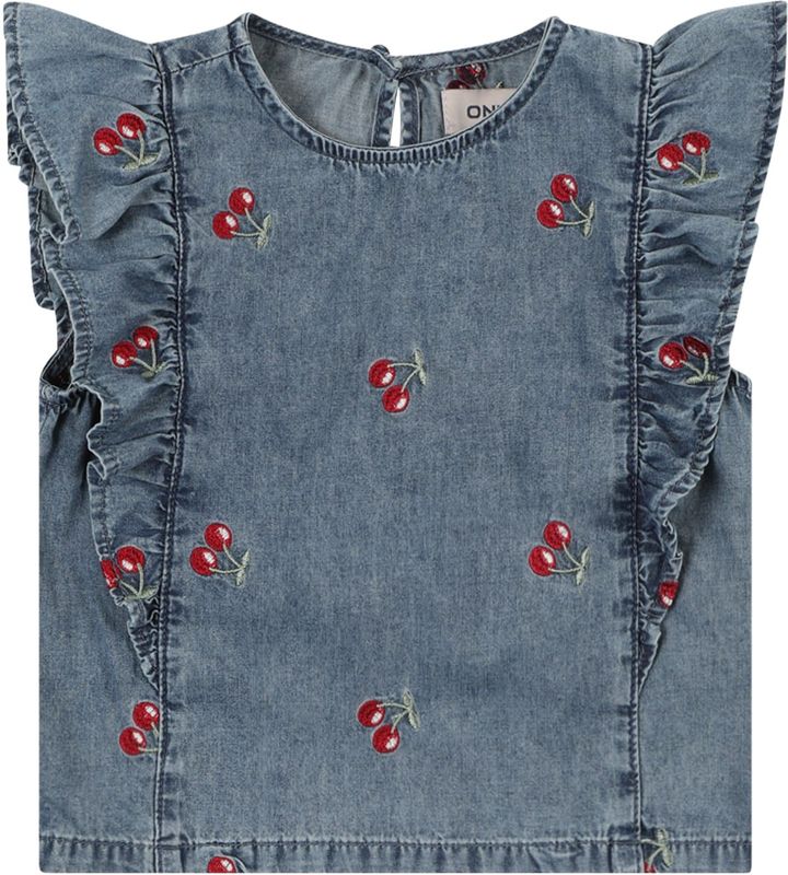 ONLY MINI - Top - Geborduurd Detail - Ruches - O-hals - Mouwloos - Relaxed Fit