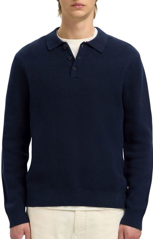 Gestructureerd Katoen - Polo - Lange Mouwen - Regular-fit