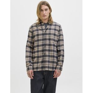 JACK & JONES - JJJames - Overhemd - Beige / Grijs / Zwart - Flanel - Lange Mouw