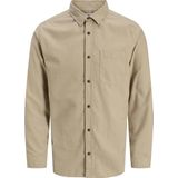 JACK & JONES - JJJAMES - Overhemd - Donkerbeige - Flanel - Lange Mouw