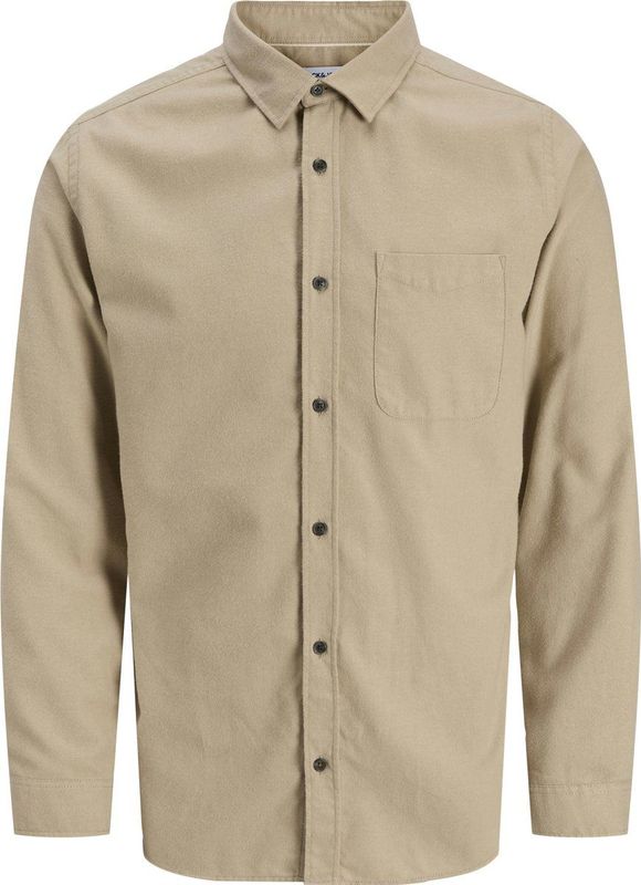 JACK & JONES - JJJAMES - Overhemd - Donkerbeige - Flanel - Lange Mouw