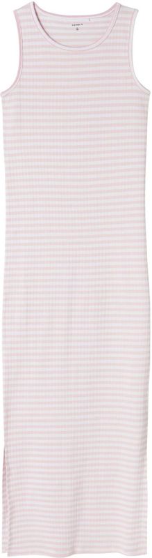 Name It - Mouwloze Bodycon Maxi-jurk - Katoen - Speelse Textuur - Split