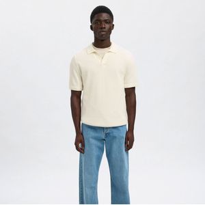 Selected Knit Structure Open Polo Heren - Maat L