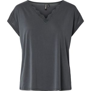 pieces - PCKAMALA LACE V-NECK TEE JRS NOOS - T-shirt - Ombre blue - Korte Mouwen