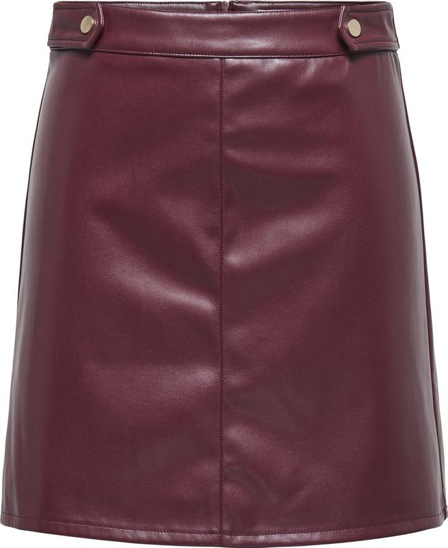 Only - ONLISABEL - Imitatieleren Rok - Tawny Port - Hoge Taille