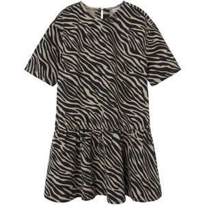 Korte Mouwen Jurk - Keperstof - All-over Print - Knielengte