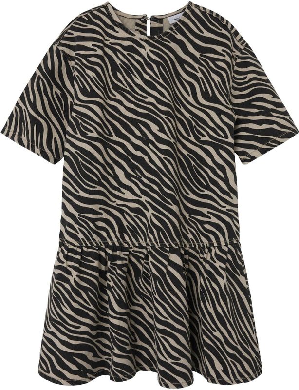 Korte Mouwen Jurk - Keperstof - All-over Print - Knielengte