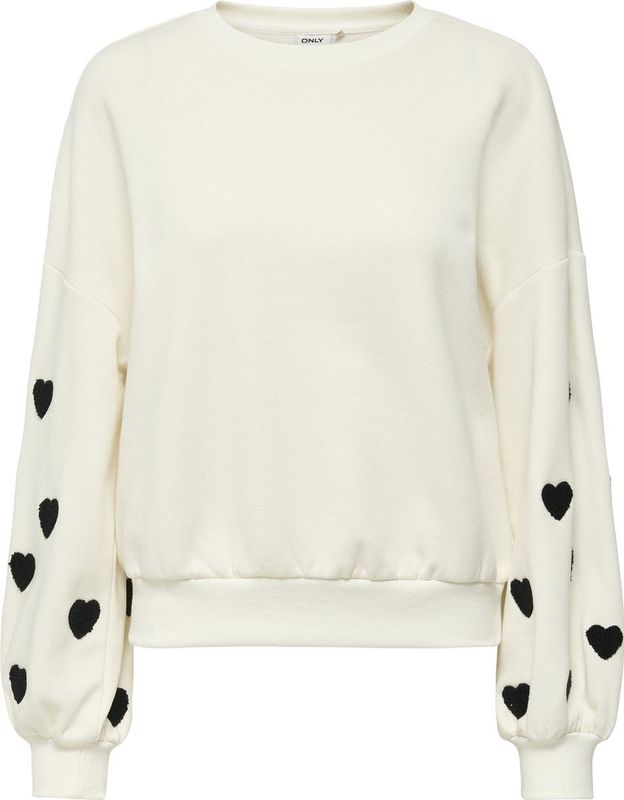 Only - ONLMACY - Sweatshirt - Cloud Dancer - Lange Mouwen - Ronde Hals