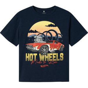 NAME IT Jongens Nkmadam Hotwheels Nreg Ss Top Sky, navy blazer, 134-140