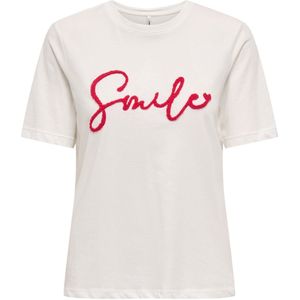 Only - Cloud Dancer/Black - T-shirt - 100% Biologisch Katoen