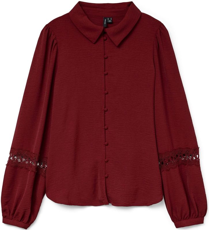 VERO MODA Bandplooibroek 'VMTANYA'  robijnrood