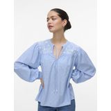 Vero Moda - Vmnika Ls Top Wvn Ga Noos - Blouse - Cashmere Blue - Dames