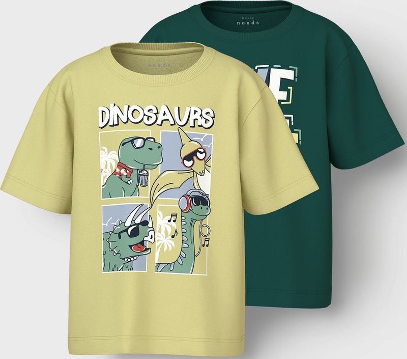 NAME IT - NMMVICTOR 2P SS NREG TOP - T-shirt - Chardonnay Forest Bloom - Korte Mouwen