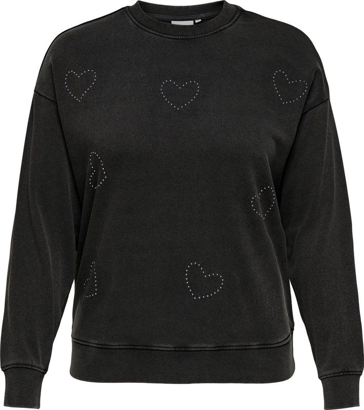 ONLY CARMAKOMA - Sweatshirt - O-hals - Lange Mouwen - Regular Fit - Strass Steentjes