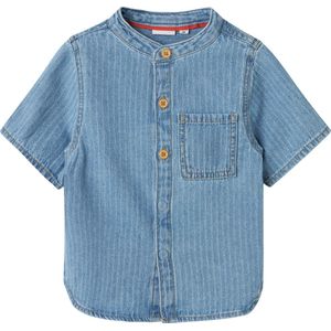 Shirt - Denim - Blauw - Korte Mouwen - Regular Fit