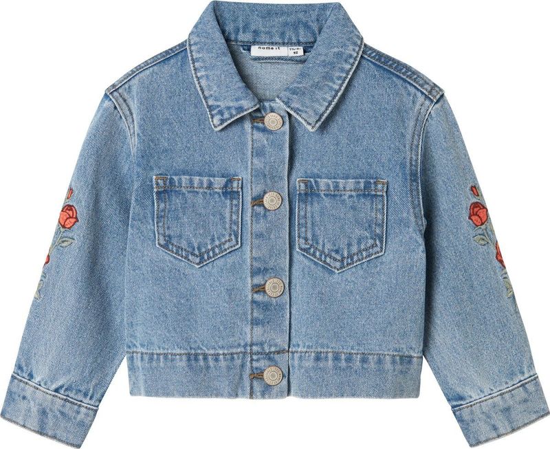 Name It - Nmfconny Emb Dnm Jacket - Jeansjas - Lichtblauw - Geborduurd - Drukknop