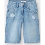 Regular Fit Denim Short - Blauw - Katoen
