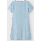 Jurk - Denim - Knoopsluiting - V-hals - Korte Mouwen - Stiksel Detail