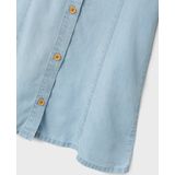 Jurk - Denim - Knoopsluiting - V-hals - Korte Mouwen - Stiksel Detail