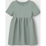 Jurk - Verticaal Gestreept - Ribgebreide Stof - Korte Mouwen - Regular Fit
