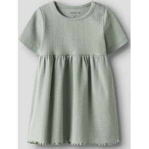 Jurk - Verticaal Gestreept - Ribgebreide Stof - Korte Mouwen - Regular Fit