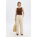 SELECTED FEMME - SLFJOHANNE - Damesbroek - Beige - Wide Leg High Waist