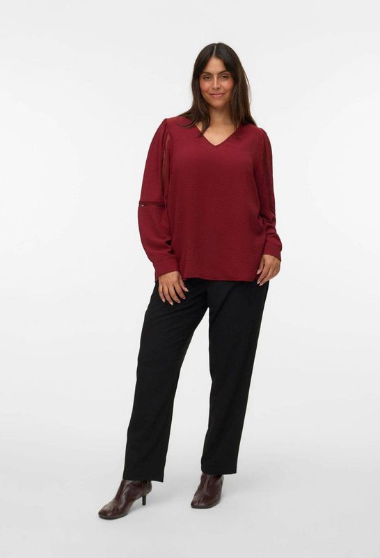 Vmcalva - Blouse - V-Hals - Lange Mouwen - Kanten Detail - Regular Fit