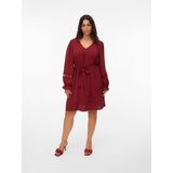 Vmcalva - Korte Jurk - V-Hals - Lange Mouwen - Zwart - Regular Fit