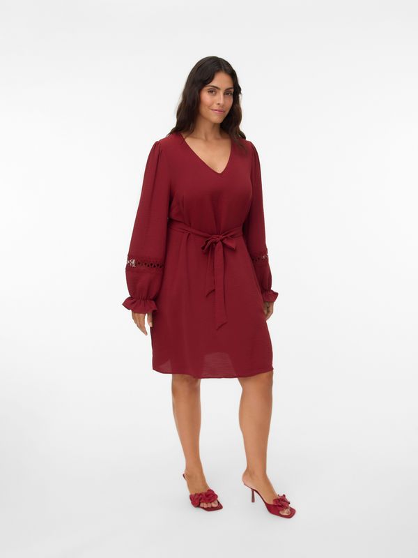 Vmcalva - Korte Jurk - V-Hals - Lange Mouwen - Zwart - Regular Fit