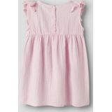 Biologisch Katoen - Jurk - Lichte Stof - Ronde Hals - Knoopsluiting - Ruches