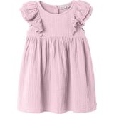 Biologisch Katoen - Jurk - Lichte Stof - Ronde Hals - Knoopsluiting - Ruches