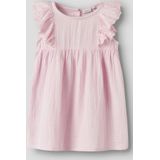 Biologisch Katoen - Jurk - Lichte Stof - Ronde Hals - Knoopsluiting - Ruches