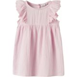 Biologisch Katoen - Jurk - Lichte Stof - Ronde Hals - Knoopsluiting - Ruches