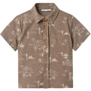 Shirt - All-Over Print - Geweven Stof - Korte Mouwen - Blousekraag