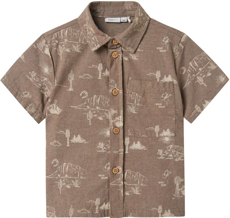 Shirt - All-Over Print - Geweven Stof - Korte Mouwen - Blousekraag