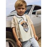 Shirt - Lichtblauw - Geweven Stof - Korte Mouwen - Regular Fit