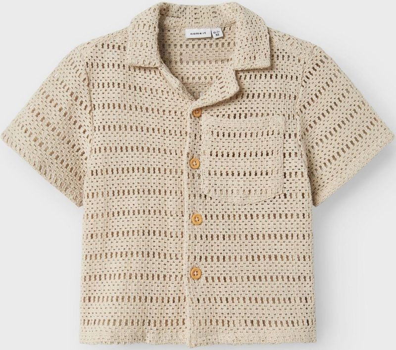 Shirt - Lichtblauw - Geweven Stof - Korte Mouwen - Regular Fit