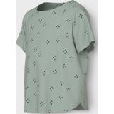 Name It - NkfVioleta - Overhemd S/S - Aqua Grijs - Borduurwerk