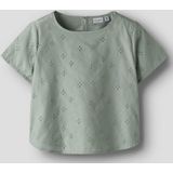 Name It - NkfVioleta - Overhemd S/S - Aqua Grijs - Borduurwerk