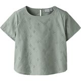 Name It - NkfVioleta - Overhemd S/S - Aqua Grijs - Borduurwerk