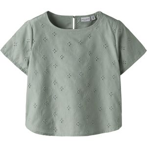 Name It - NkfVioleta - Overhemd S/S - Aqua Grijs - Borduurwerk