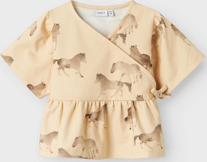 Korte Mouwen Sweatshirt - All-over Print - V-hals - Standaard Pasvorm