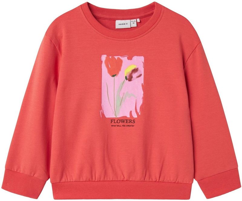 Name It - NmfFatima - Sweatshirt - Gekruid Coral - Katoen