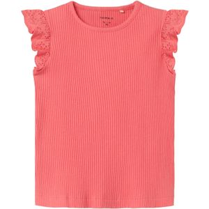 Name It - Nmfhalina Ss - T-shirt - Spiced Coral - Voor Meisjes