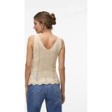 Vero Moda Vmnoel Sl V-Neck Top - Beige - 43% Acryl 43% Katoen 14% Metaalvezels