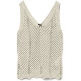 Vero Moda Vmnoel Sl V-Neck Top - Beige - 43% Acryl 43% Katoen 14% Metaalvezels
