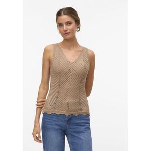 Gebreide Trui - V-Hals - Mouwloos - Blauw - 43% Acryl, 43% Katoen, 14% Metaalvezels