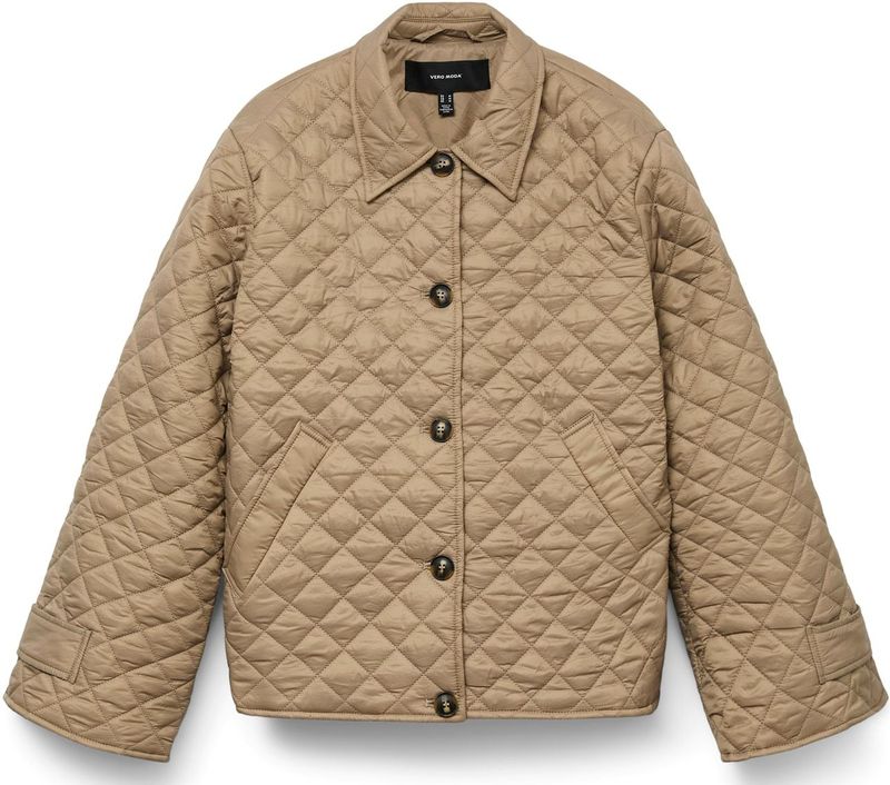 Vmholte - Gequilte Jas - Kort - Lange Mouwen - Gespreide Kraag - Voorzakken - Volledig Gevoerd